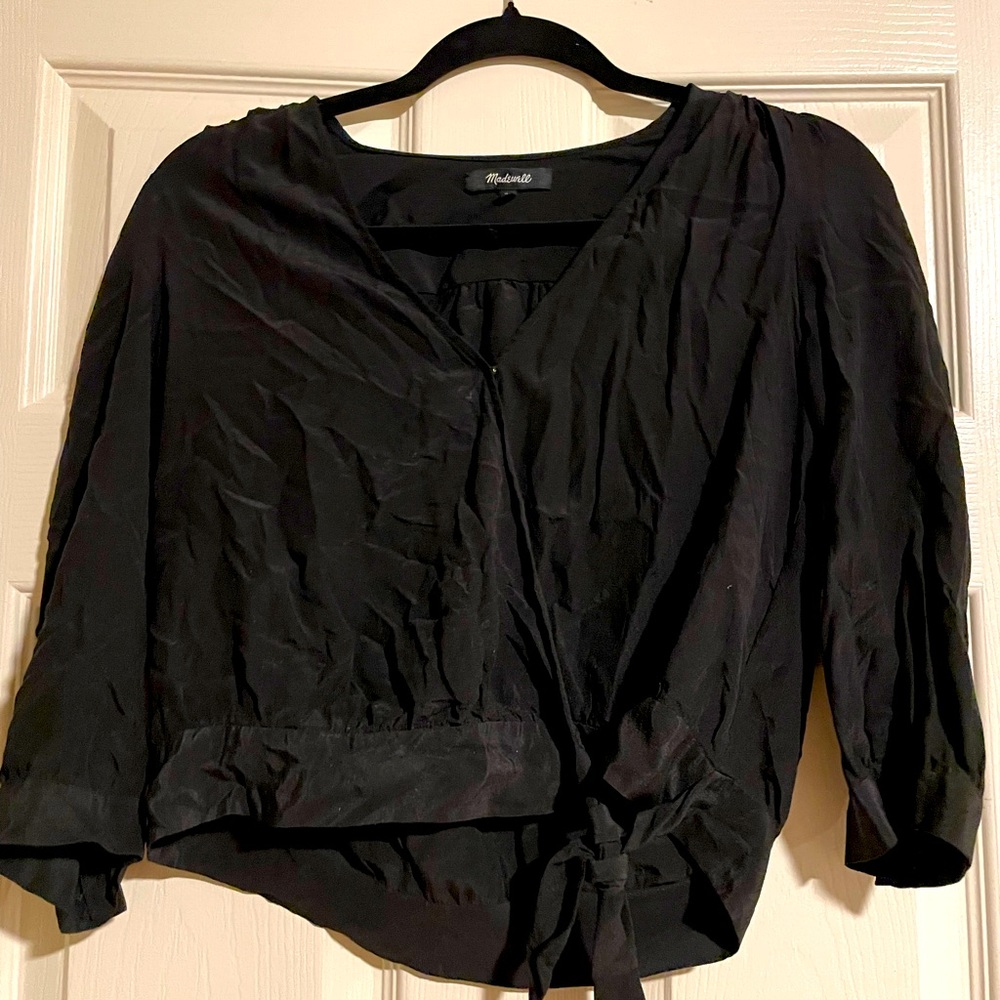 Madewell Silk Blouse Tie Bottom